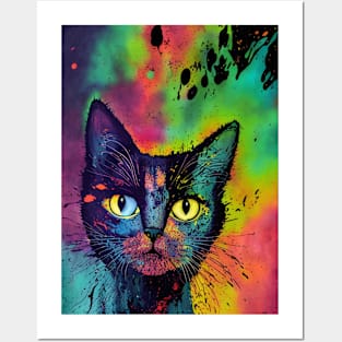 Psychedelic Colored Cat Posters and Art